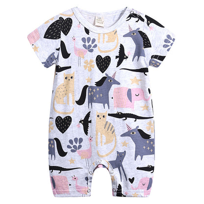 Summer Slub Cotton Short Sleeve Baby Onesies