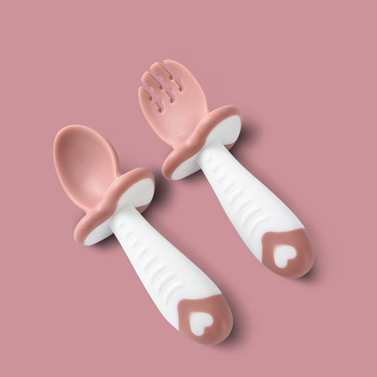 Baby Learn To Eat Training Soft Head Spoon Fork