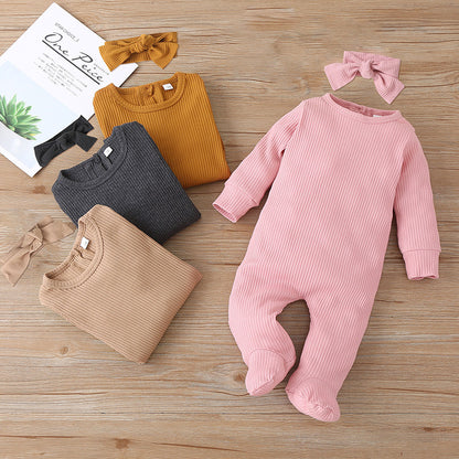 Baby Fashion Solid Color Long Sleeve Jumpsuit