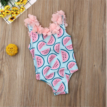 Children Baby Girl Watermelon Swimsuit 3D Flower Bikini Swimming Swimwear