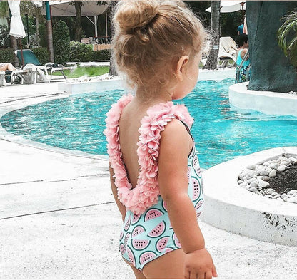 Children Baby Girl Watermelon Swimsuit 3D Flower Bikini Swimming Swimwear