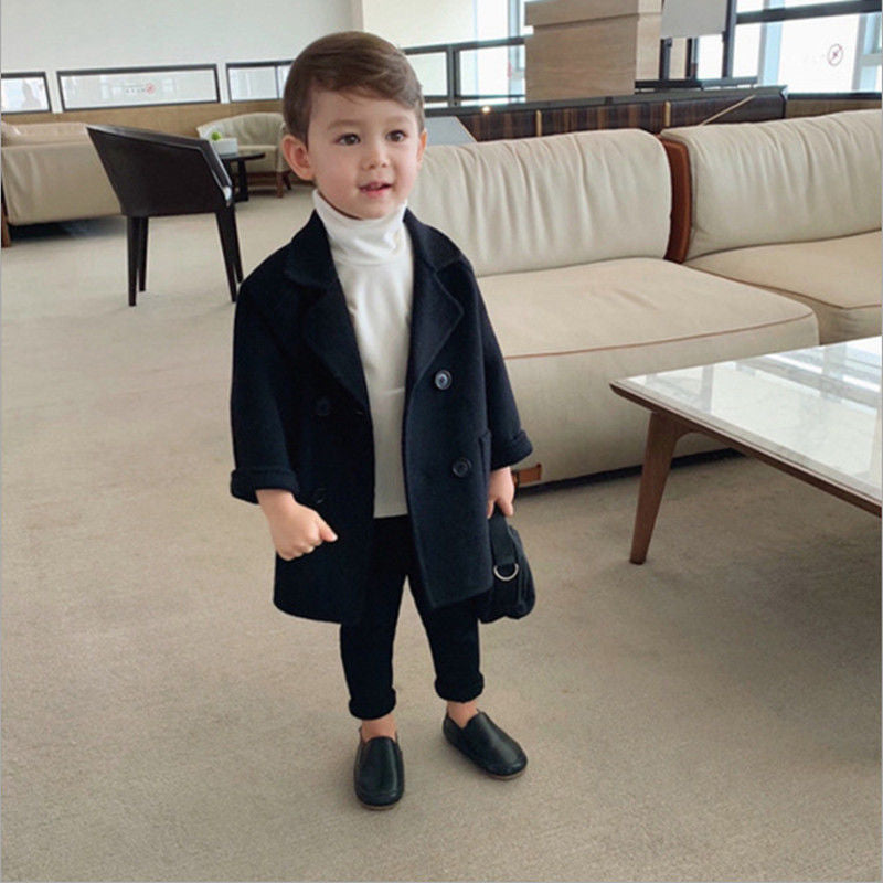 Small And Medium-Sized Children's Mid-Length Korean Style Coat