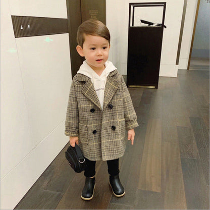 Small And Medium-Sized Children's Mid-Length Korean Style Coat