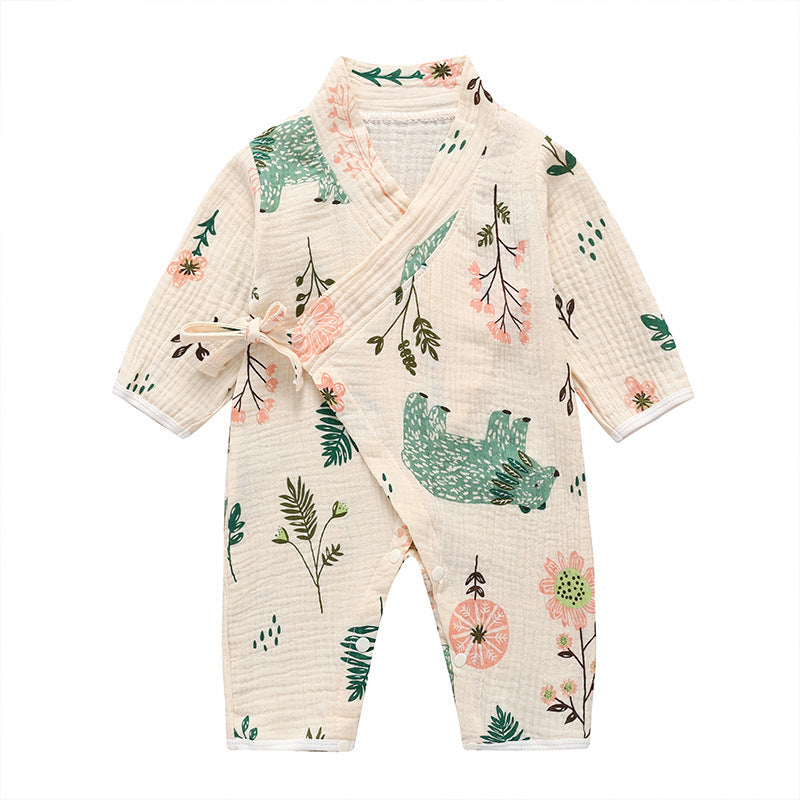 Baby Spring and Autumn Long Sleeve One-piece Printed Monk Clothes