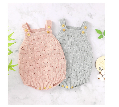 Solid Color Sling Baby Dress Baby Knitted Cotton One-Piece