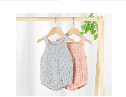 Solid Color Sling Baby Dress Baby Knitted Cotton One-Piece