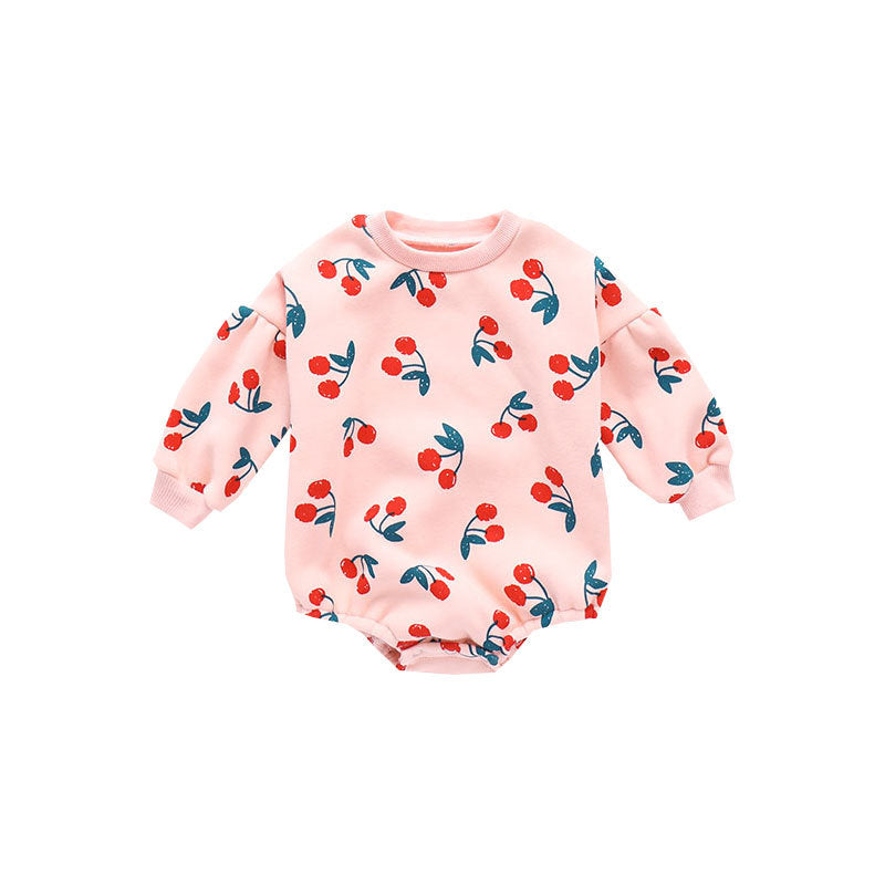 Girls' Cotton Baby Cherry Print Jumpsuit