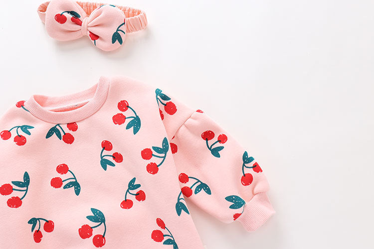 Girls' Cotton Baby Cherry Print Jumpsuit