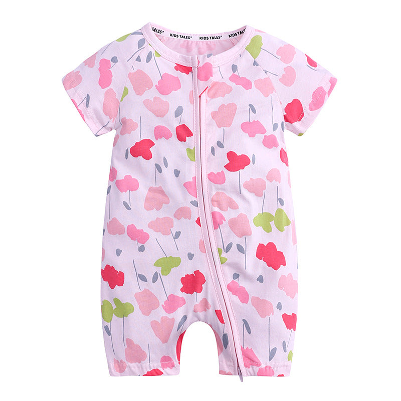 Baby Cotton Bodysuit Short Sleeve Spring Summer Newborn Girl Boy Romper