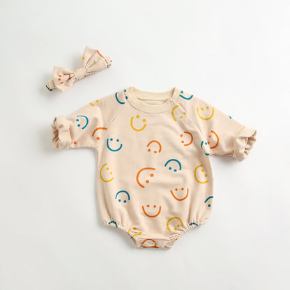 Baby Cotton Smiley Romper Autumn Winter Newborn Baby Boy Girl Bodysuit