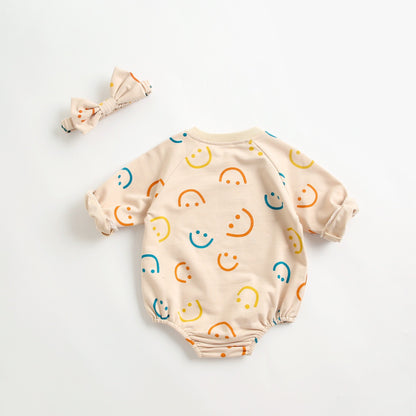 Baby Cotton Smiley Romper Autumn Winter Newborn Baby Boy Girl Bodysuit