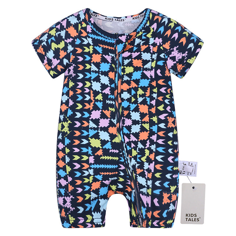 Kids Tales Summer Short-Sleeved One-Piece Baby Cotton Romper Baby Outing Clothes Romper Pattern Mixed Batch