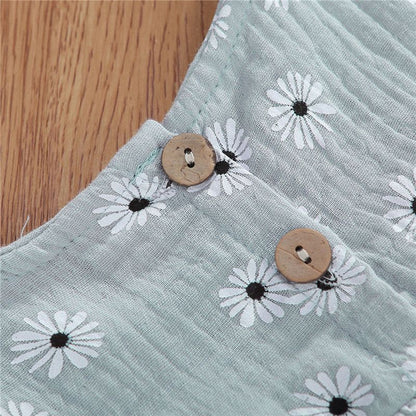 Cotton Linen Romper Baby Girls Sleeveless Floral