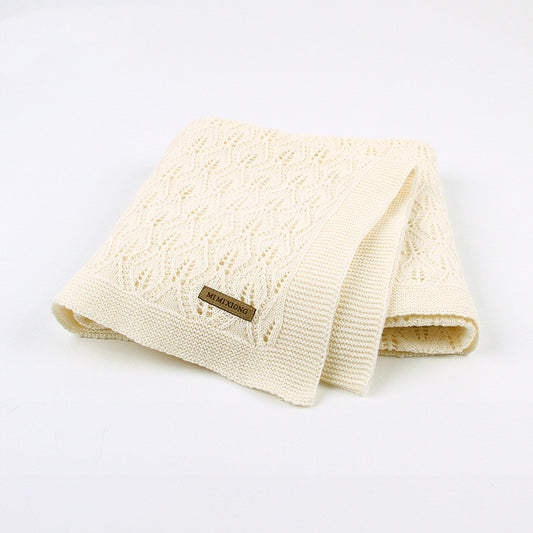 Ins Hot Sale 2019 Baby Blanket Knitted Leaf Hollow Hold Blanket Baby Windproof Cover