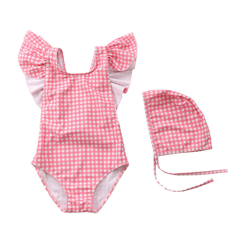 Children'S Swimsuit Girl One-Piece Cute Little Princess Gauze Skirt-Style Flashing Swimsuit Baby Baby Girl Swimsuit