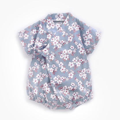 Baby Floral Retro Romper Short Sleeve Spring Summer Baby Onesie Japanese Flower Kimono