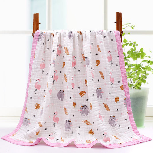 Wholesale 110 X 110Cm 6-Layer Gauze Baby Bath Towel, Soft And Comfortable Cartoon Printed Baby Quilt