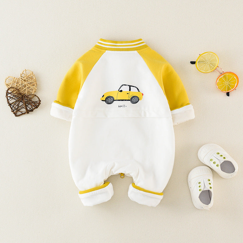 Baby Jumpsuit Spring And Autumn Long-sleeved Pure Cotton New Cartoon Outing Clothes Baby Newborn Romper