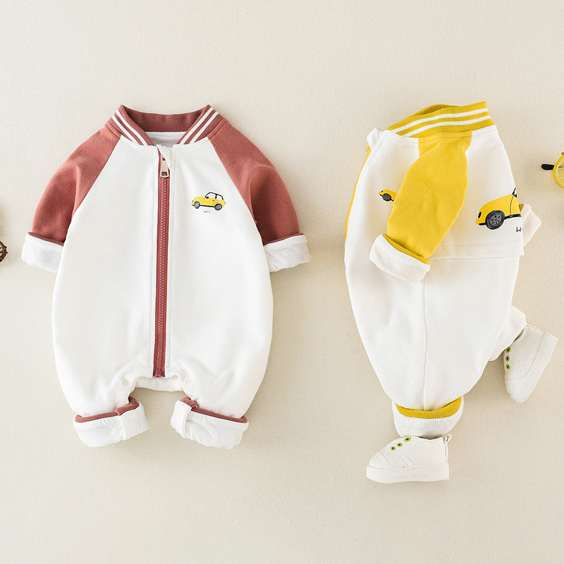 Baby Jumpsuit Spring And Autumn Long-sleeved Pure Cotton New Cartoon Outing Clothes Baby Newborn Romper