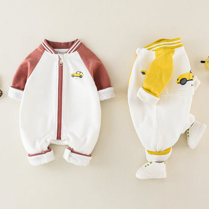 Baby Jumpsuit Spring And Autumn Long-sleeved Pure Cotton New Cartoon Outing Clothes Baby Newborn Romper