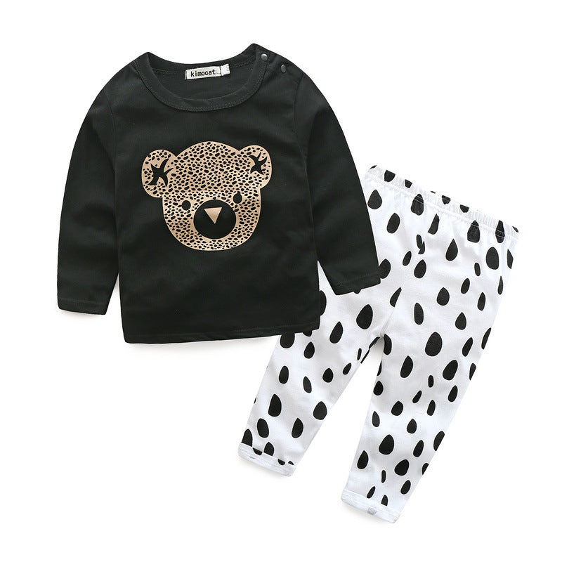 Leopard Long-Sleeved Suit Baby Home Service