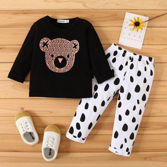 Leopard Long-Sleeved Suit Baby Home Service