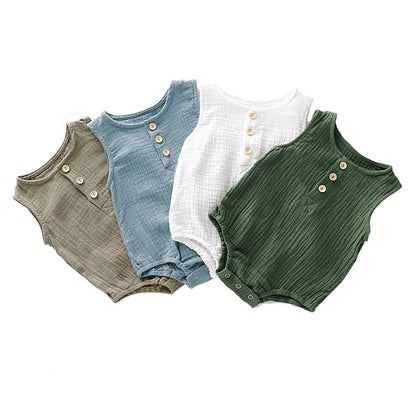 Summer Infant Baby Boys Girls Romper Muslin Sleeveless Newbo