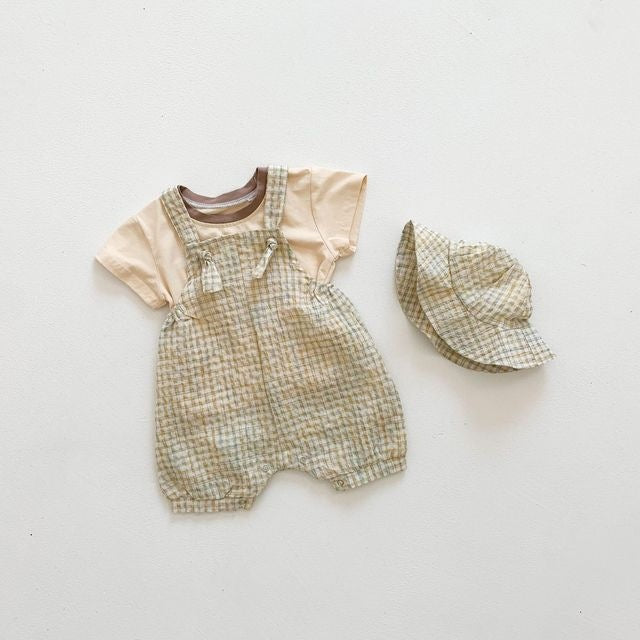 Three-Piece Baby Summer Checkered Sling Set