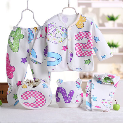 Newborn Five-piece Giftbox Set Baby Clothes and Accessories Boy Girl Sleeper Onesie Romper