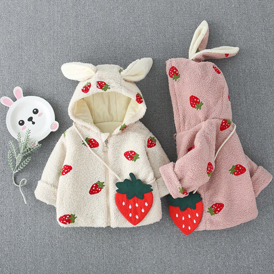 Strawberry Bunny Cute Hoodie Coat