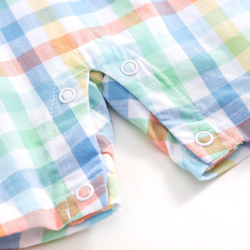 Summer Children's Shorts Baby Romper Plaid Shirt