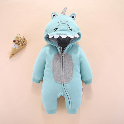 Baby Warm Hooded Jumper Crocodile Autumn Winter Boy Girl Jumpsuit