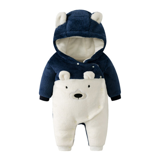 Baby Fluffy Rompers Winter Girl Boy Hooded Jumpsuit