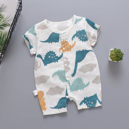 Children''s thin closed Romper baby cotton gauze creeper half sleeve Jumpsuit baby clothes