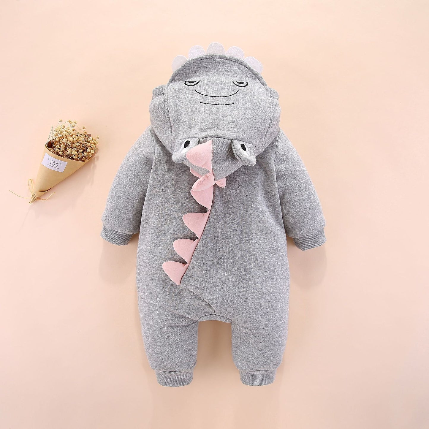 Baby Warm Hooded Jumper Crocodile Autumn Winter Boy Girl Jumpsuit