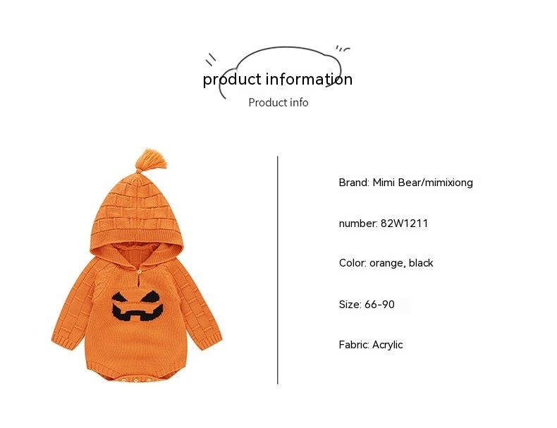 Halloween Baby Hooded Knitted Siamese Triangle Rompers Jumpsuit