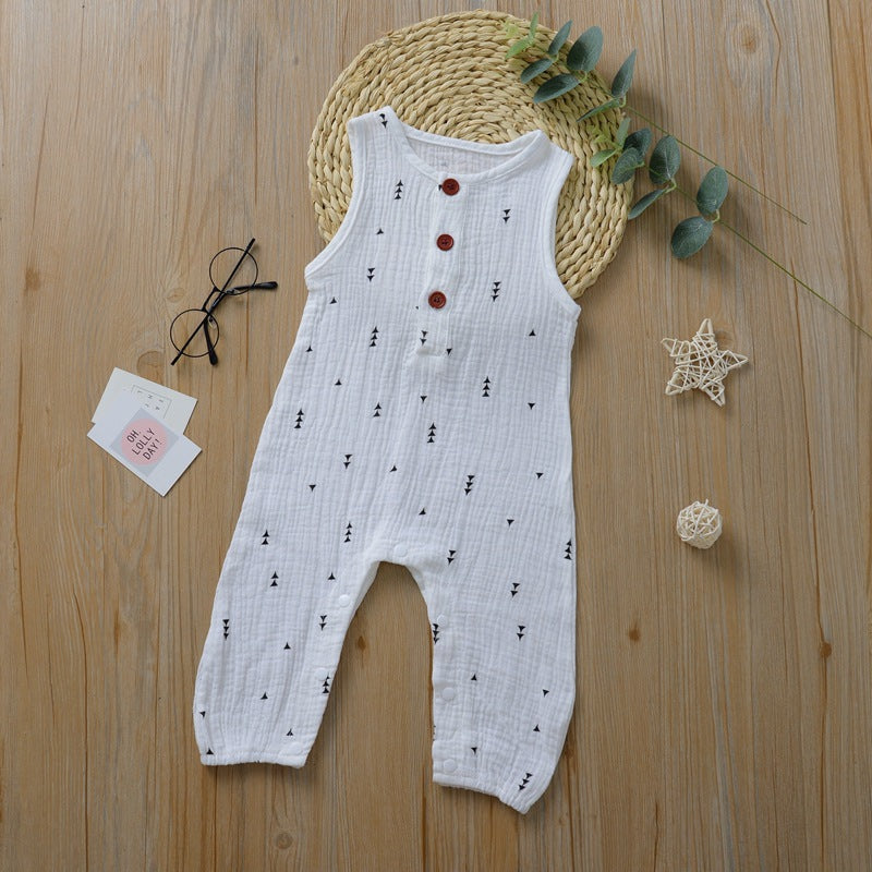 Sleeveless baby cotton jumpsuit