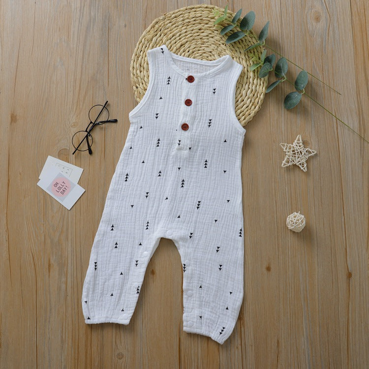 Sleeveless baby cotton jumpsuit