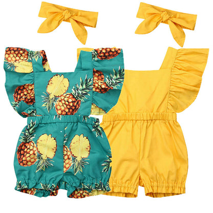 Pineapple print baby romper