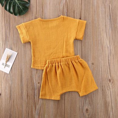 Baby Short Sleeve Shorts Gauze Casual Homewear