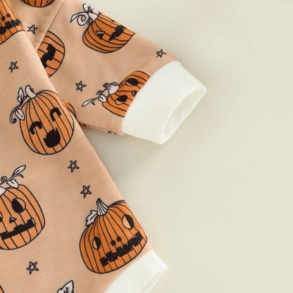 Baby Halloween Pumpkin Print Romper