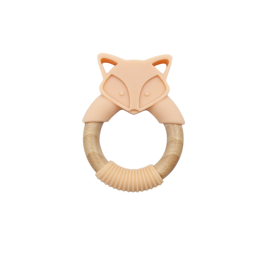 Baby Silicone Wood Ring Fox Baby Teether Molar Stick Toy