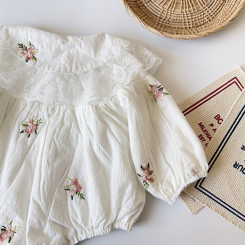Baby Elegant One-Piece Embroidered Long-sleeved Outfit