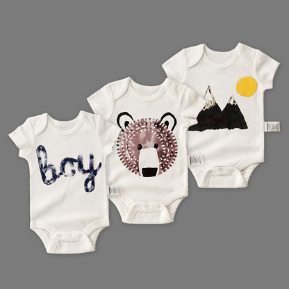 Three-piece Cotton Short-sleeved Baby Bottoming Shirt