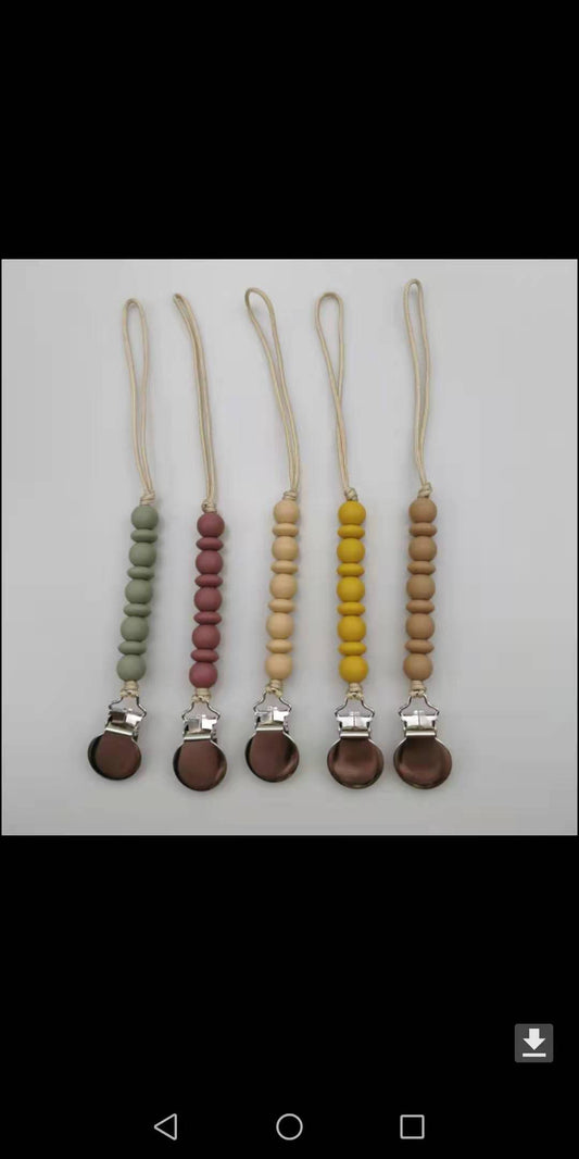Chewable Wooden Silicone Dummy Pacifier With Clip Silicone Baby Pacifier chain