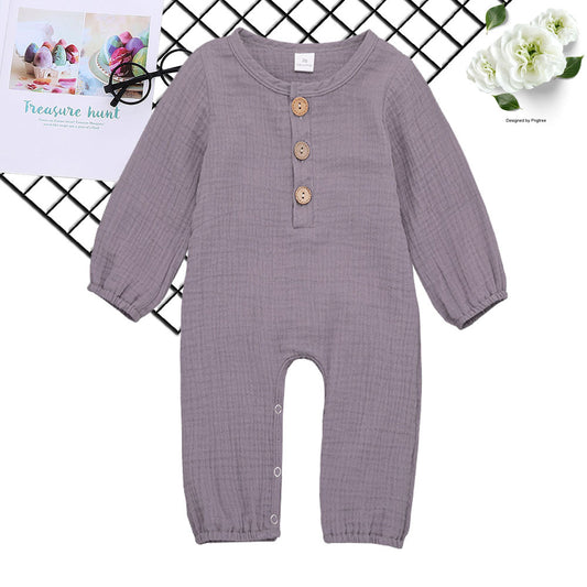 Baby Long-sleeved One-piece Cotton And Linen Romper