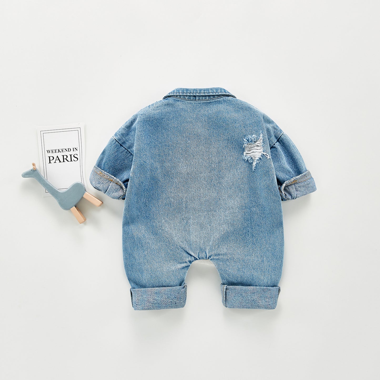 Denim Jumpsuit Men And Women Baby Long Sleeved Romper Romper