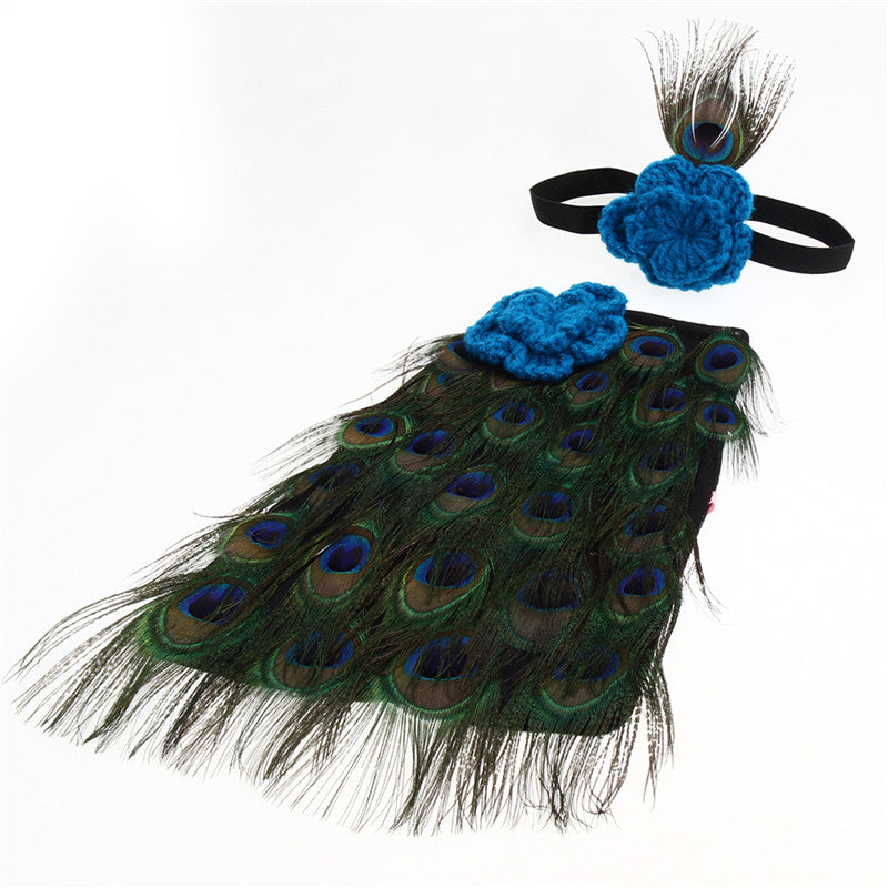 Newborn baby photo clothes peacock wings