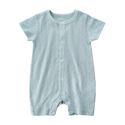 Pure Color Thin Breathable Button Baby Jumpsuit