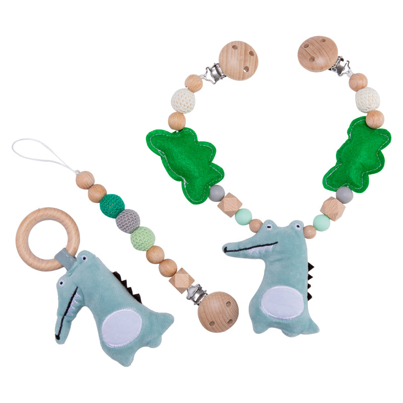 Wooden Baby Teether Toy Chain with Clip